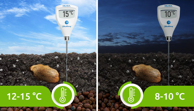 Показатели ночной и дневной температуры почвы