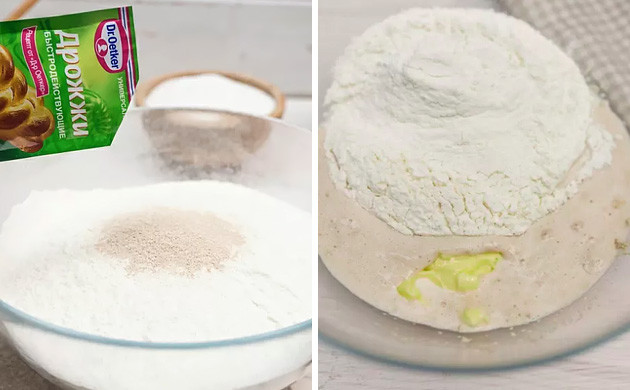 Начало приготовления Перемешать все ингредиенты для теста из конопли